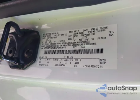 2019 Ford F-150 Xl из США, поврежденный, VIN 1FTMF1CB8KKD17910